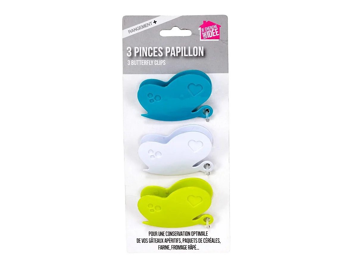 Lot de 3 Pinces Papillon - JE CHERCHE UNE IDEE - Pratiques - Multicolore