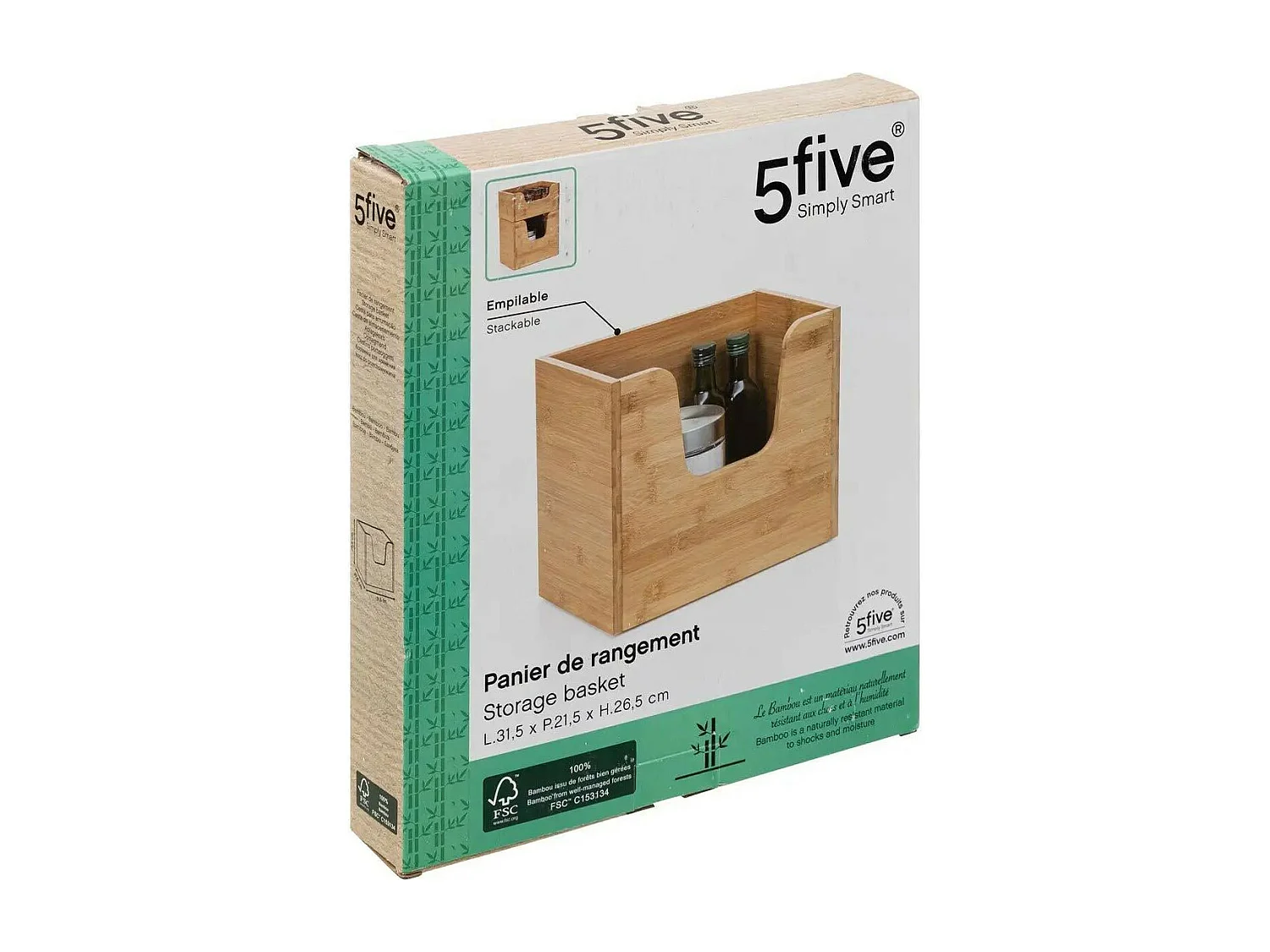 Panier de Rangement Empilable "Bambou" 31cm Naturel