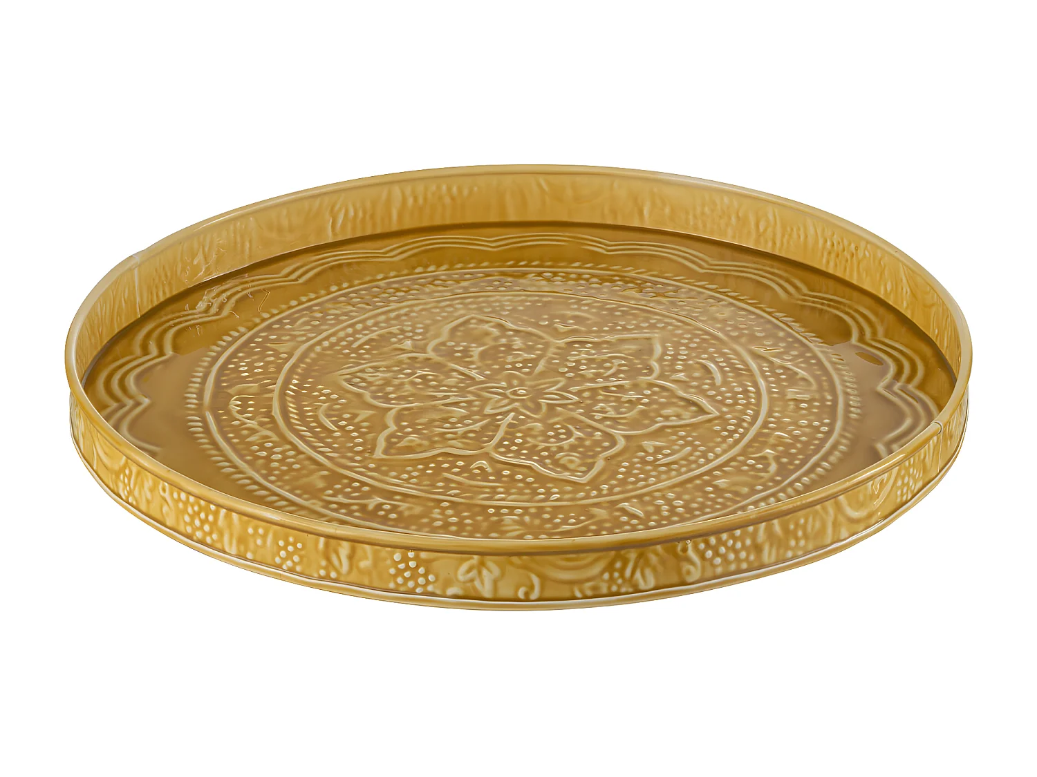 Plateau de Service Déco "Sévilla" 35cm Ocre