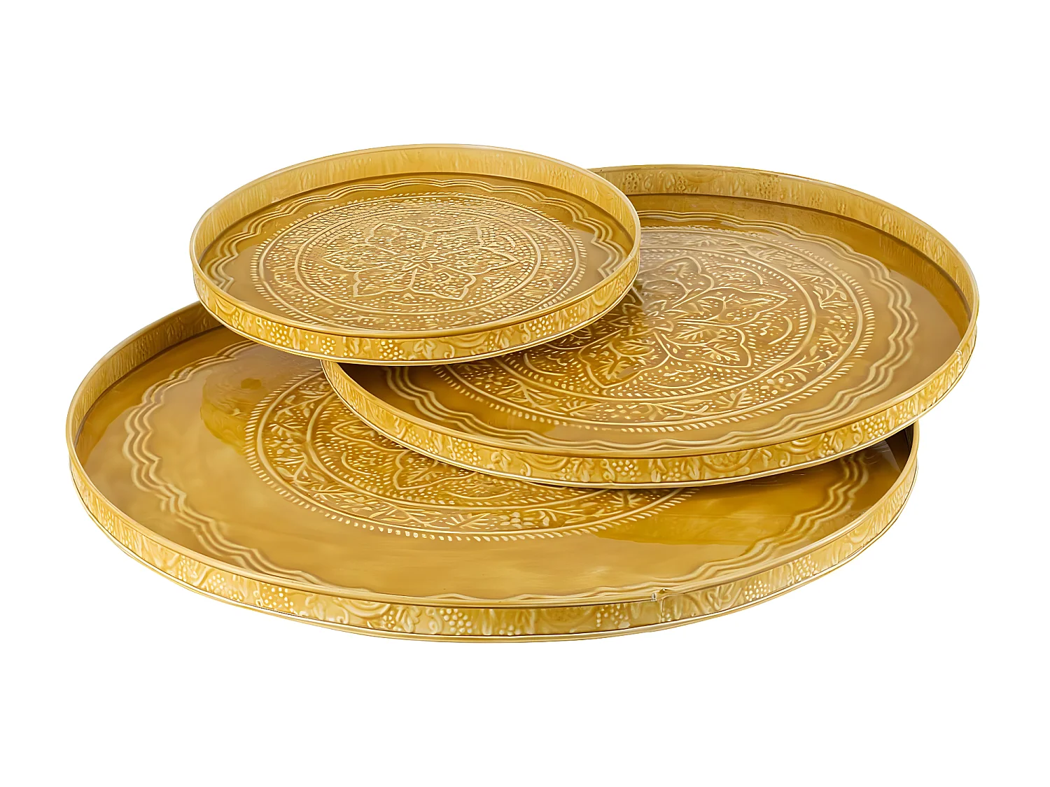 Plateau de Service Déco "Sévilla" 35cm Ocre