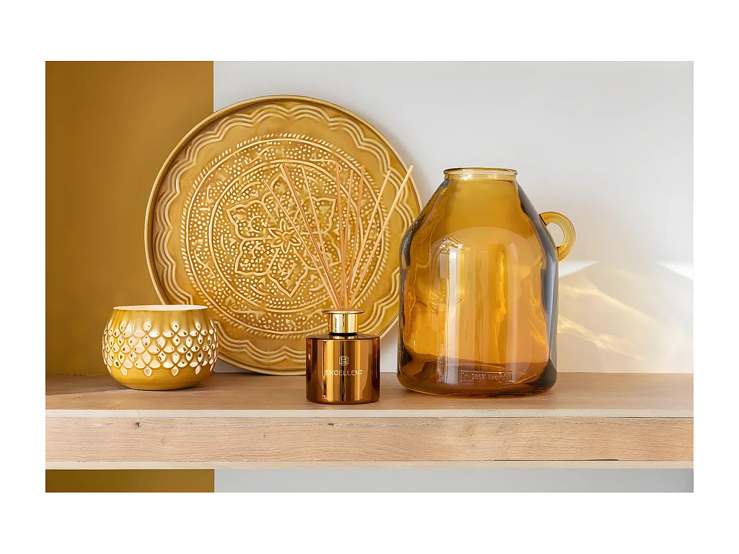 Plateau de Service Déco "Sévilla" 35cm Ocre