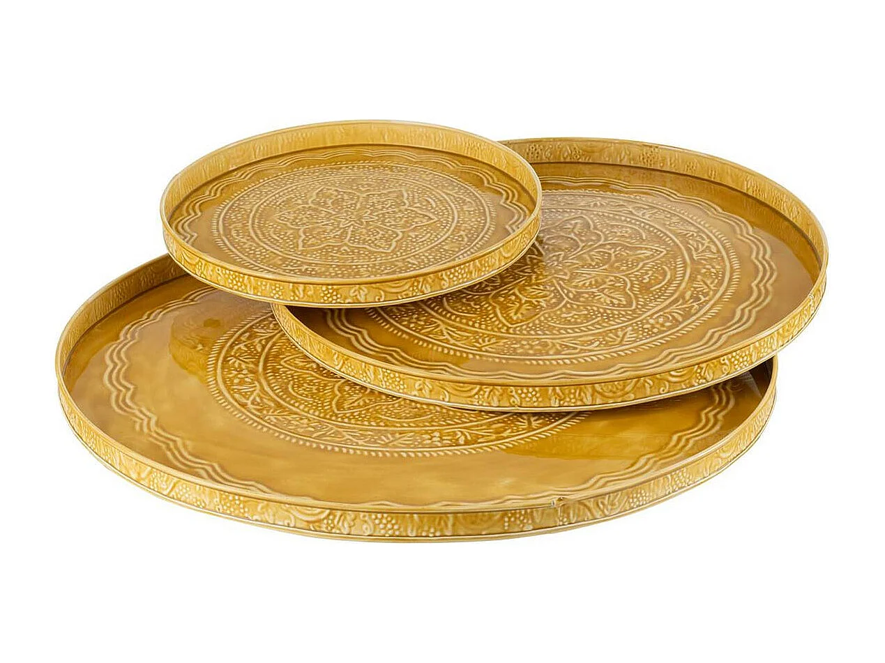 Plateau de Service Déco "Sévilla" 35cm Ocre