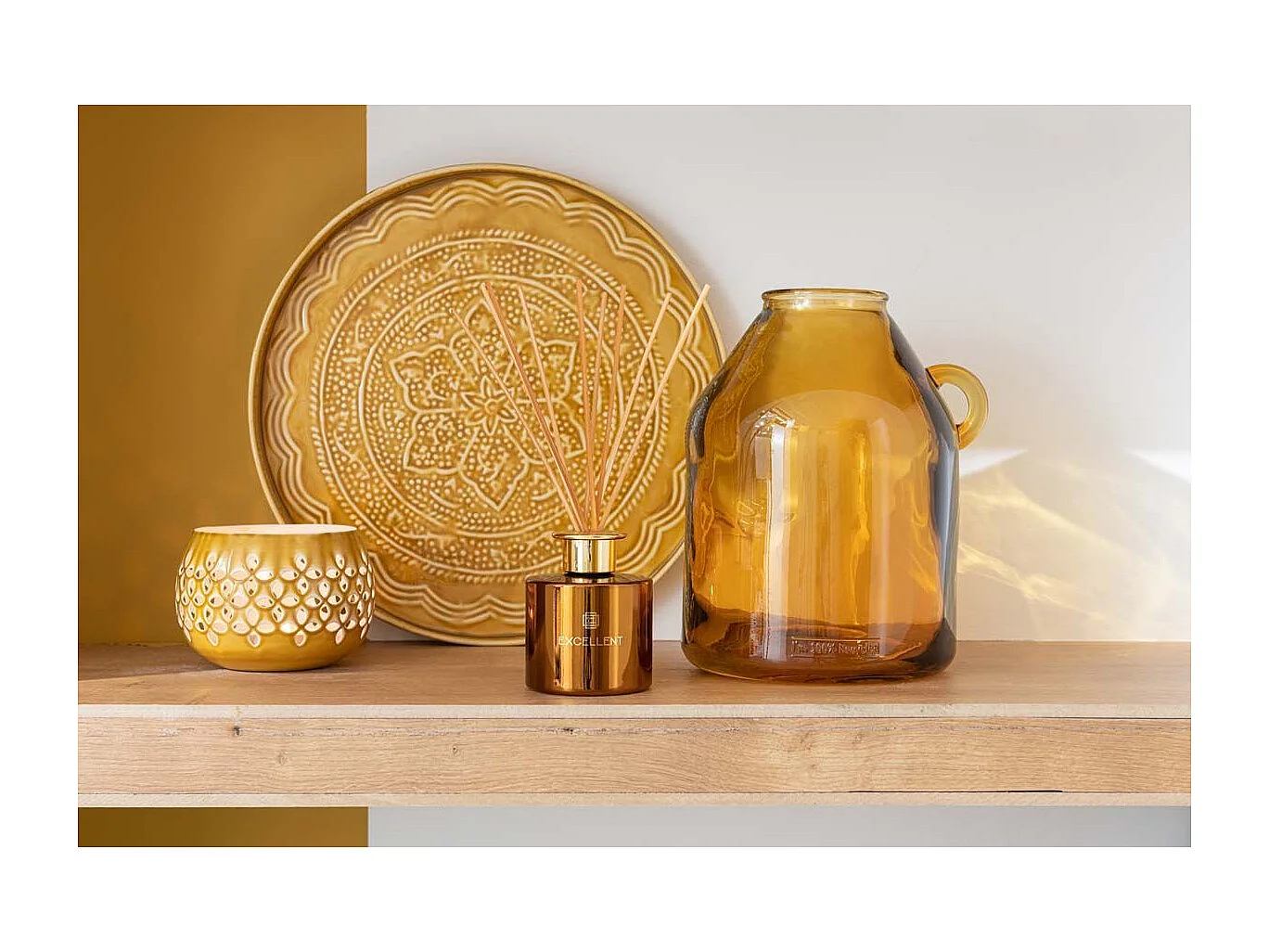 Plateau de Service Déco "Sévilla" 35cm Ocre