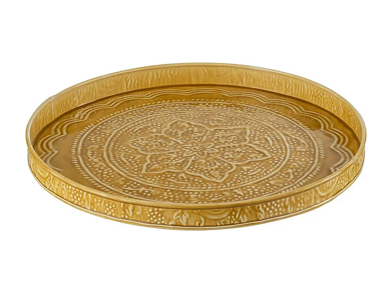 Plateau de Service Déco "Sévilla" 35cm Ocre