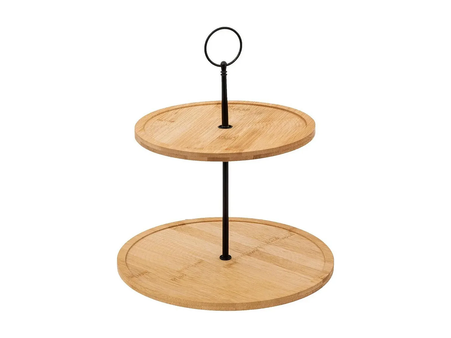 Serviteur Rond Bambou "2 Étages" 28cm Beige