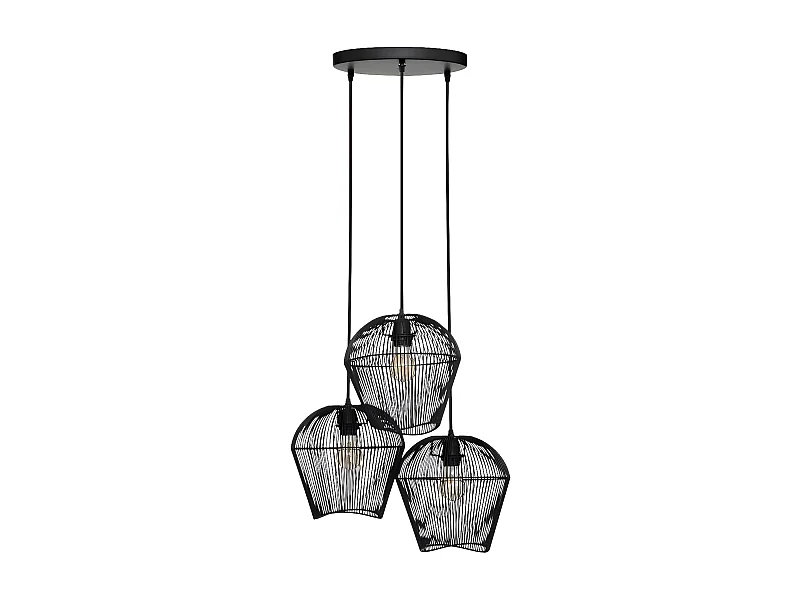 Lampe Suspension 3 Têtes "Jena" 26cm Noir