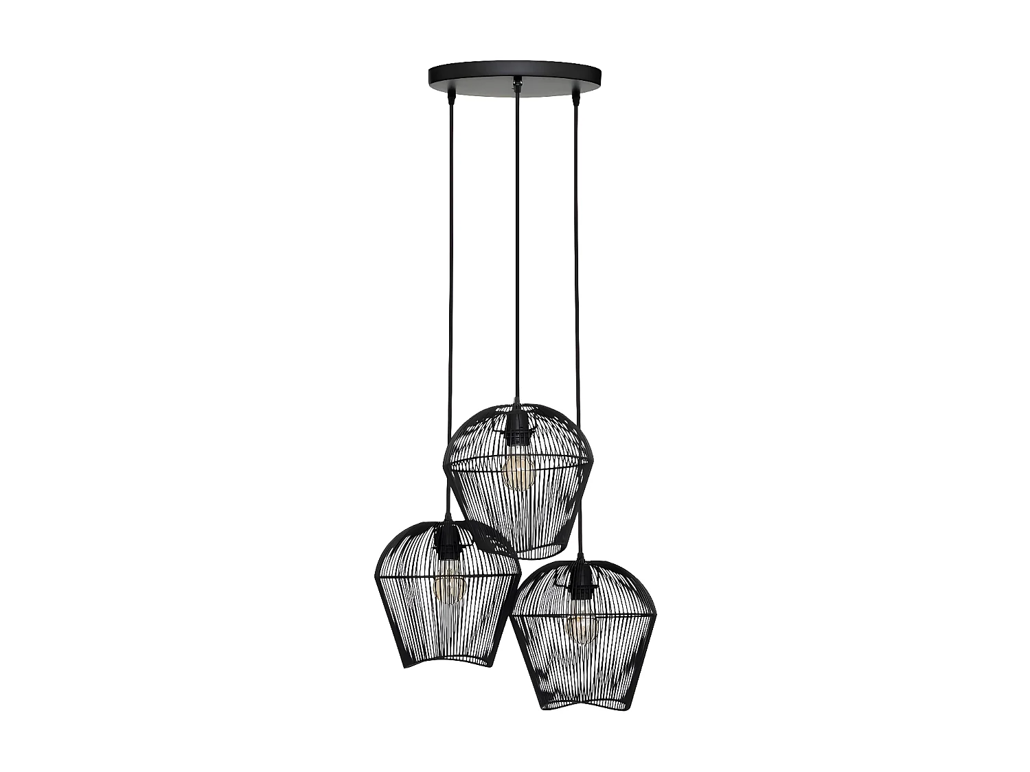 Lampe Suspension 3 Têtes "Jena" 26cm Noir