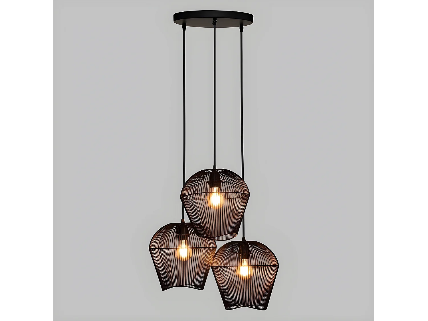 Lampe Suspension 3 Têtes "Jena" 26cm Noir