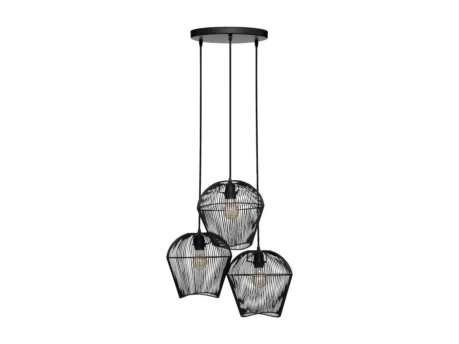 Lampe Suspension 3 Têtes "Jena" 26cm Noir