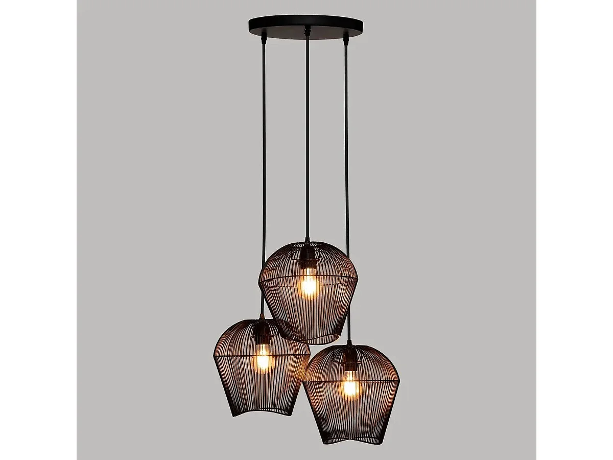 Lampe Suspension 3 Têtes "Jena" 26cm Noir