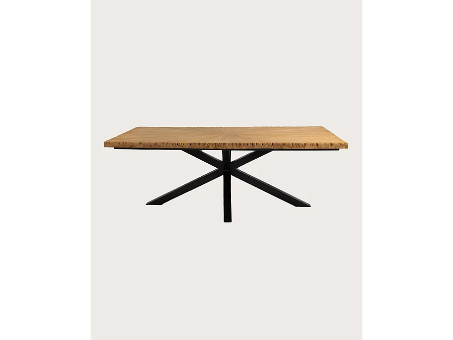 Sun - Table repas en teck massif motif soleil L200 cm 10 pers.