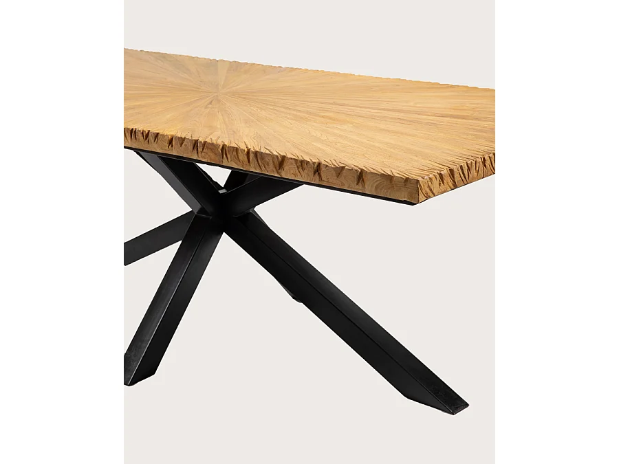 Sun - Table repas en teck massif motif soleil L200 cm 10 pers.