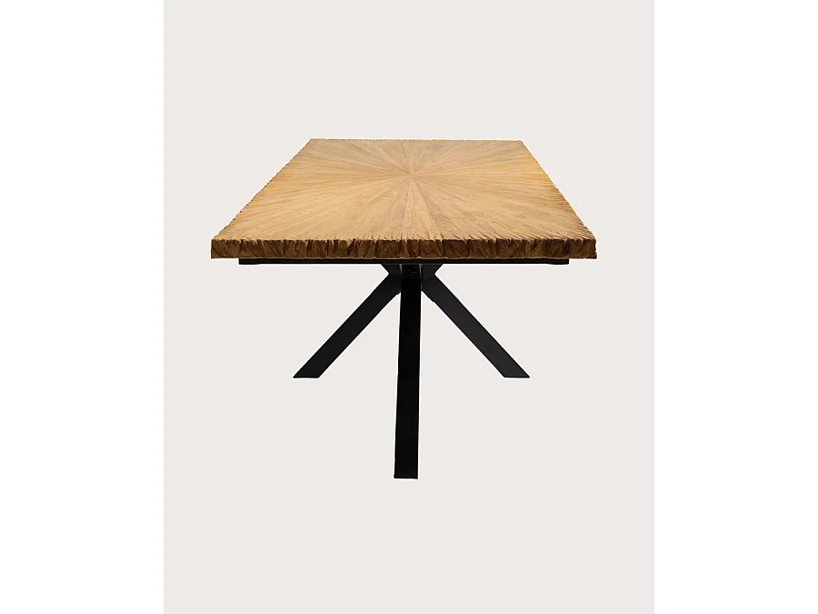 Sun - Table repas en teck massif motif soleil L200 cm 10 pers.