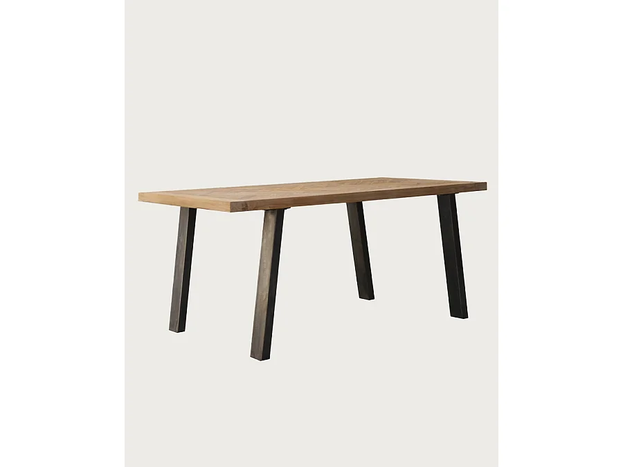 Kendari - Table repas en teck massif motif chevron L170 cm 8 pers.