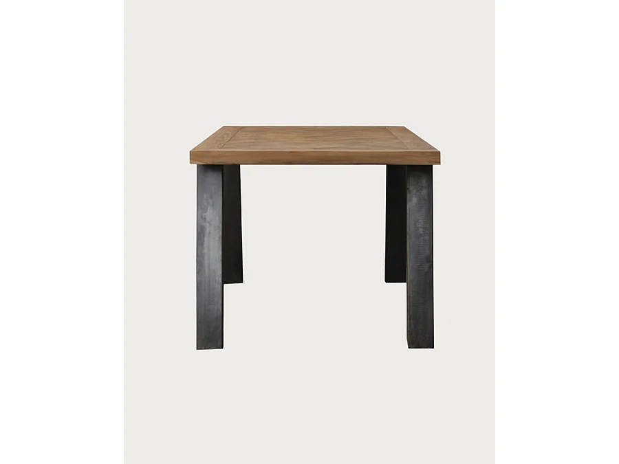 Kendari - Table repas en teck massif motif chevron L170 cm 8 pers.