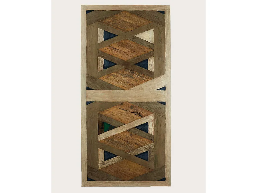 Bucarest - Table repas en manguier massif marqueté L200 cm 10 pers.