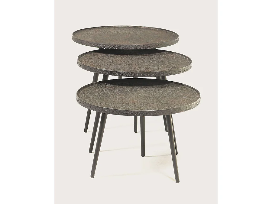 Soccoro - Table basse ronde gigogne en métal noir