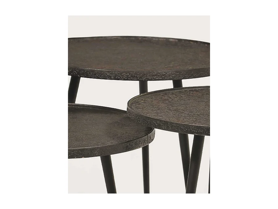 Soccoro - Table basse ronde gigogne en métal noir