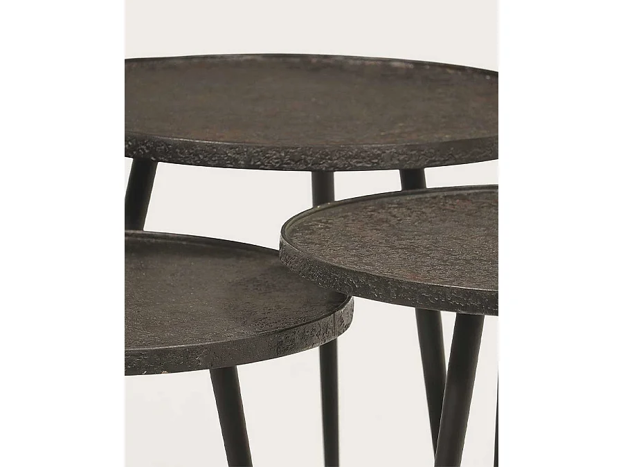 Soccoro - Table basse ronde gigogne en métal noir