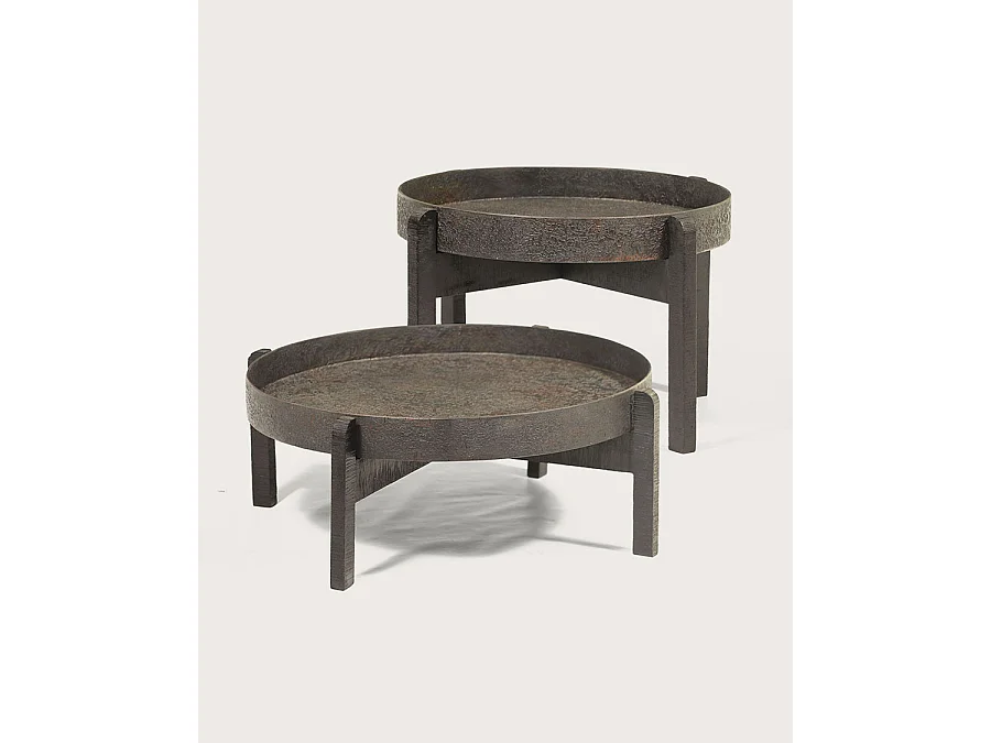 Gaby - Table basse ronde gigogne en métal noir