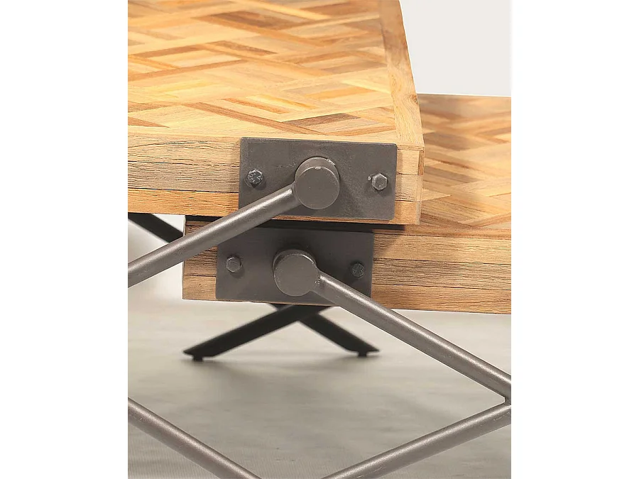 Loft - Table basse carrée gigogne en teck motif chevron