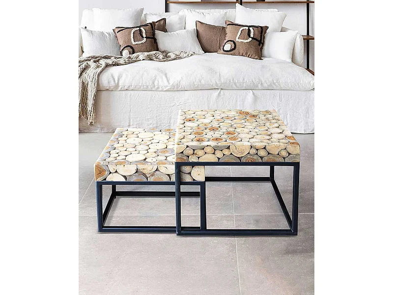 Aïda - Table basse carrée gigogne en teck