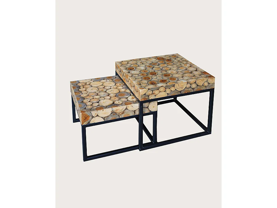 Aïda - Table basse carrée gigogne en teck