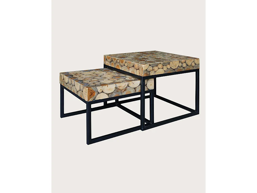 Aïda - Table basse carrée gigogne en teck