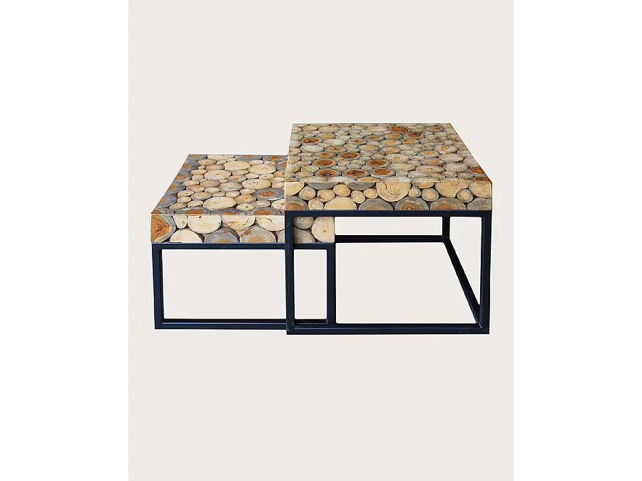 Aïda - Table basse carrée gigogne en teck