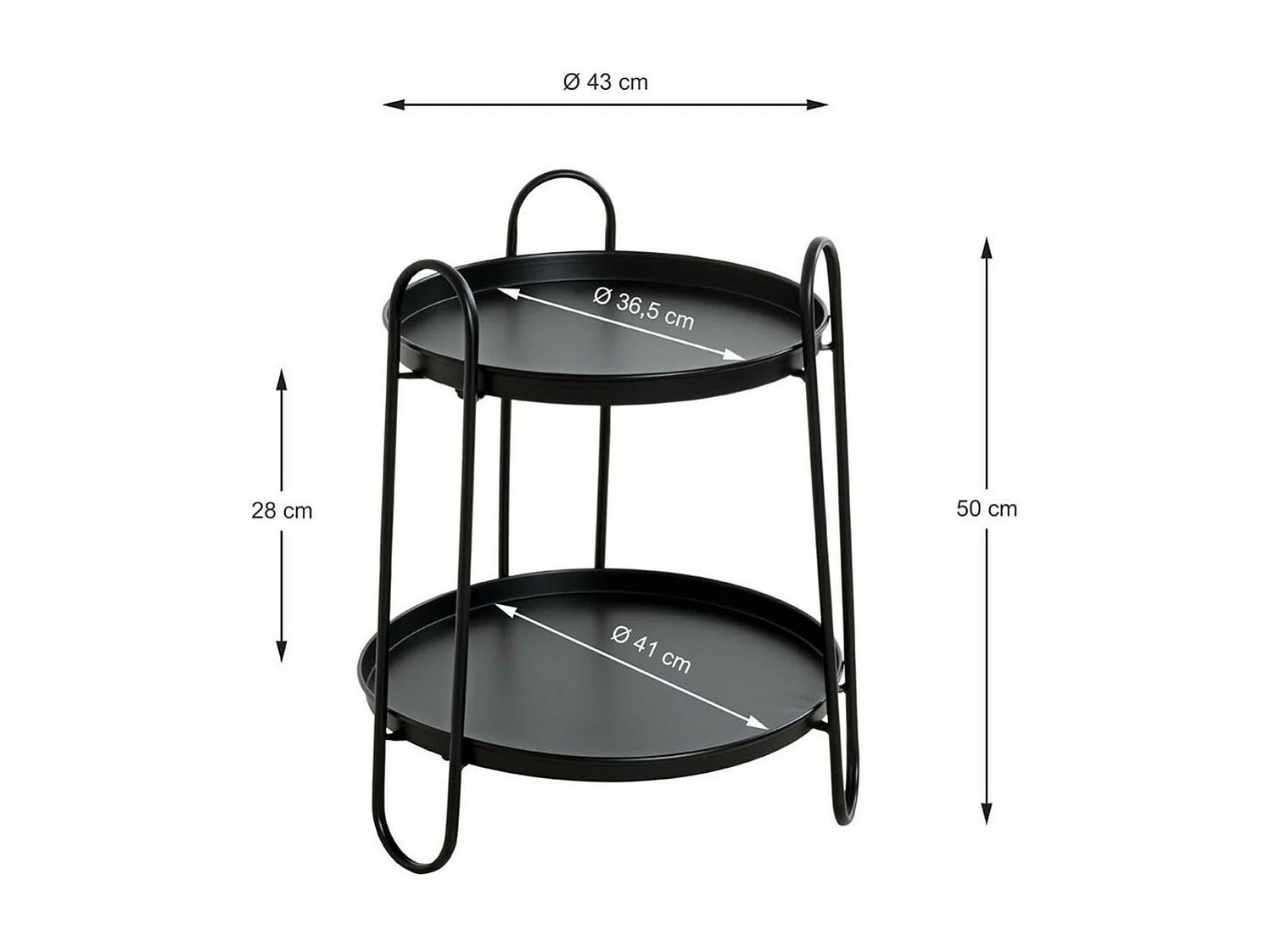 Table d'Appoint Design "Amita" 50cm Noir Laqué