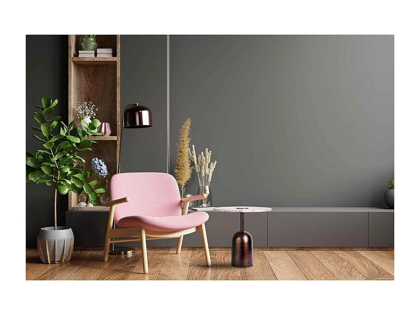 Table d'Appoint Design "Harriet" 47cm Marron