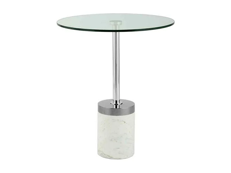 Table d'Appoint en Marbre "Lana" 53cm Argent & Blanc