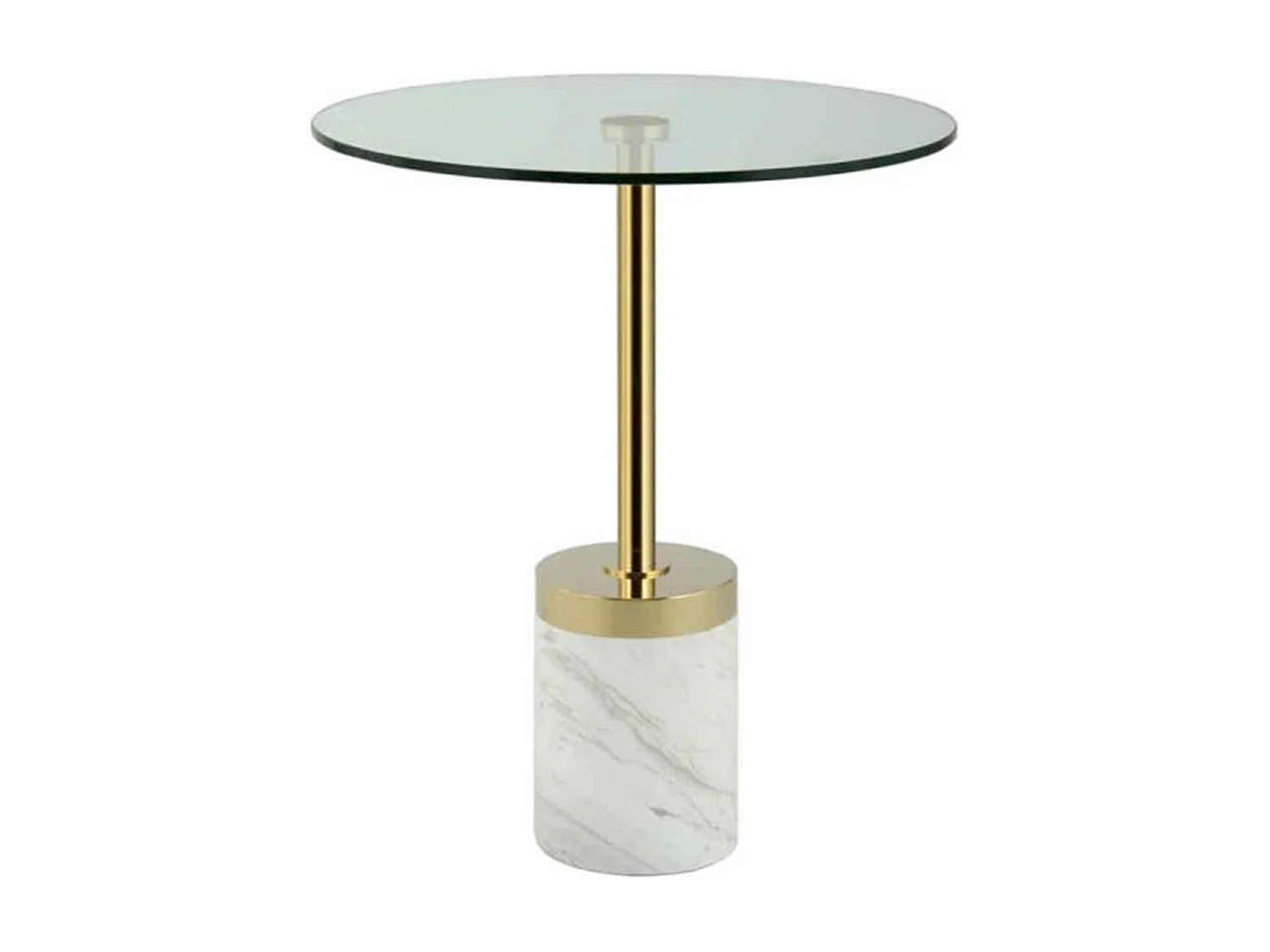 Table d'Appoint en Marbre "Lana" 53cm Or & Blanc