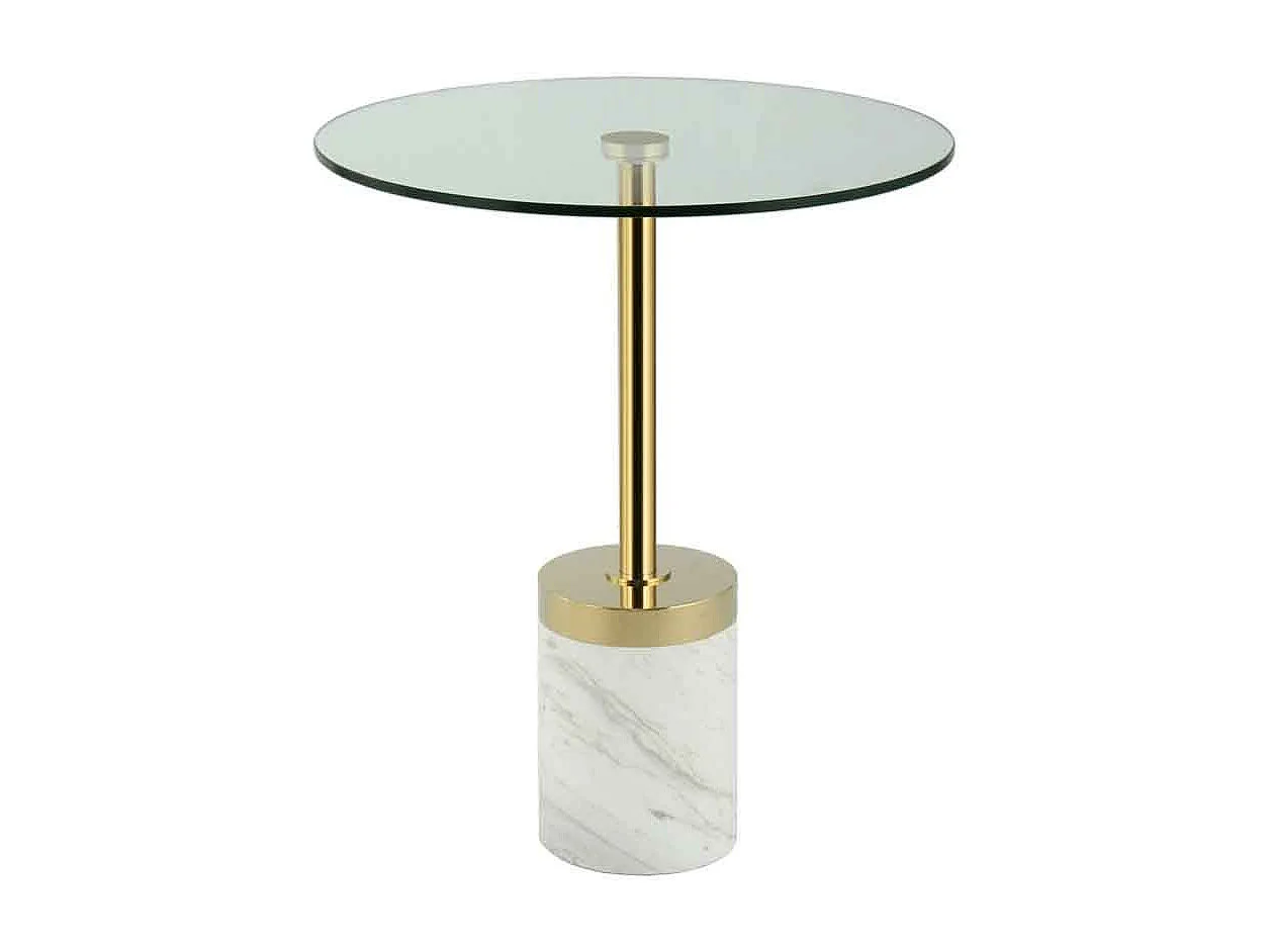 Table d'Appoint en Marbre "Lana" 53cm Or & Blanc