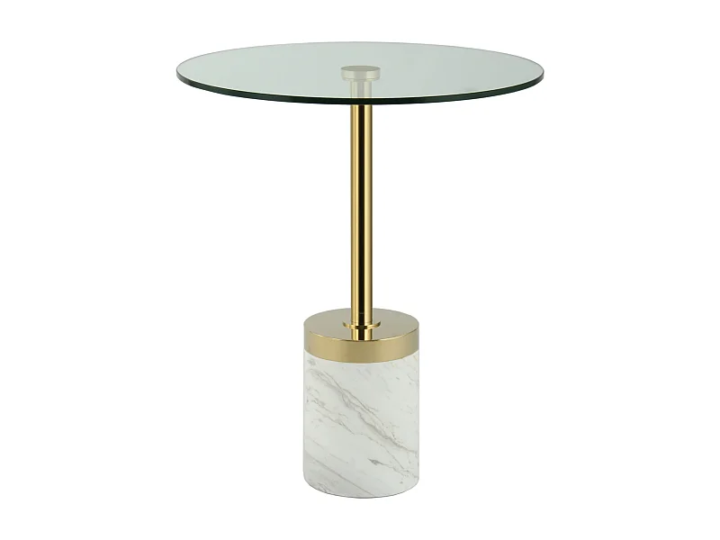 Table d'Appoint en Marbre "Lana" 53cm Or & Blanc