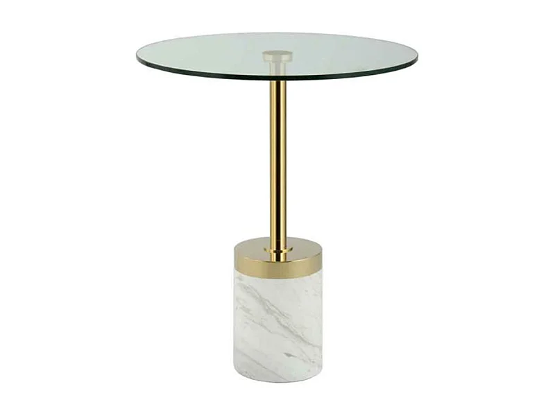Table d'Appoint en Marbre "Lana" 53cm Or & Blanc