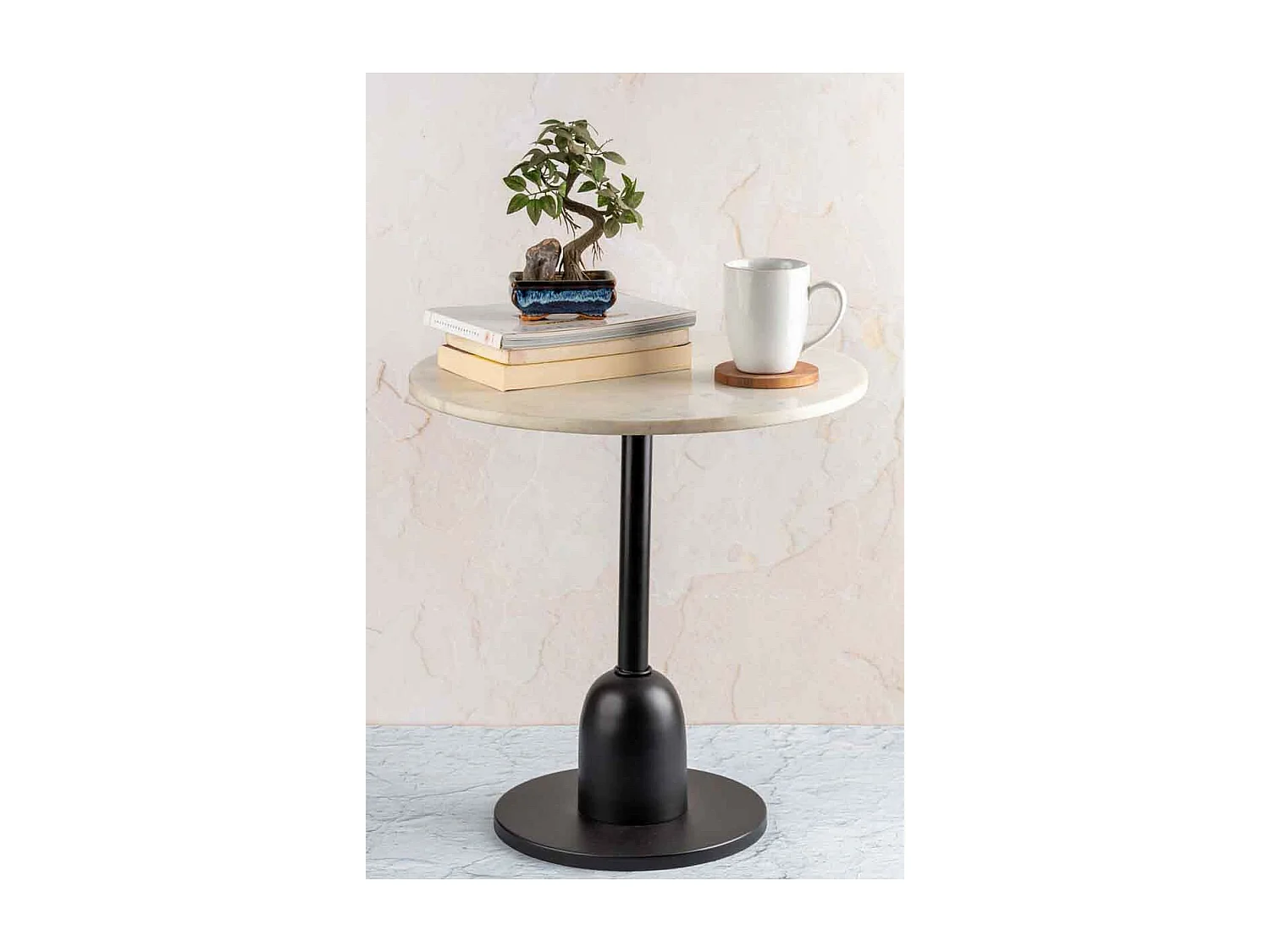 Table d'Appoint en Marbre "Gordon" 48cm Blanc