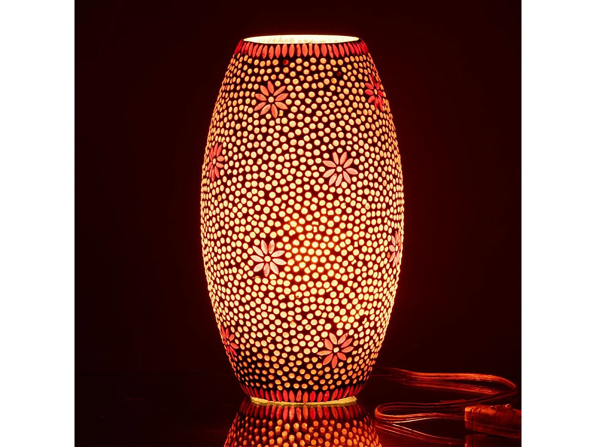 Lampe à Poser en Verre "Bram" 28cm Rouge