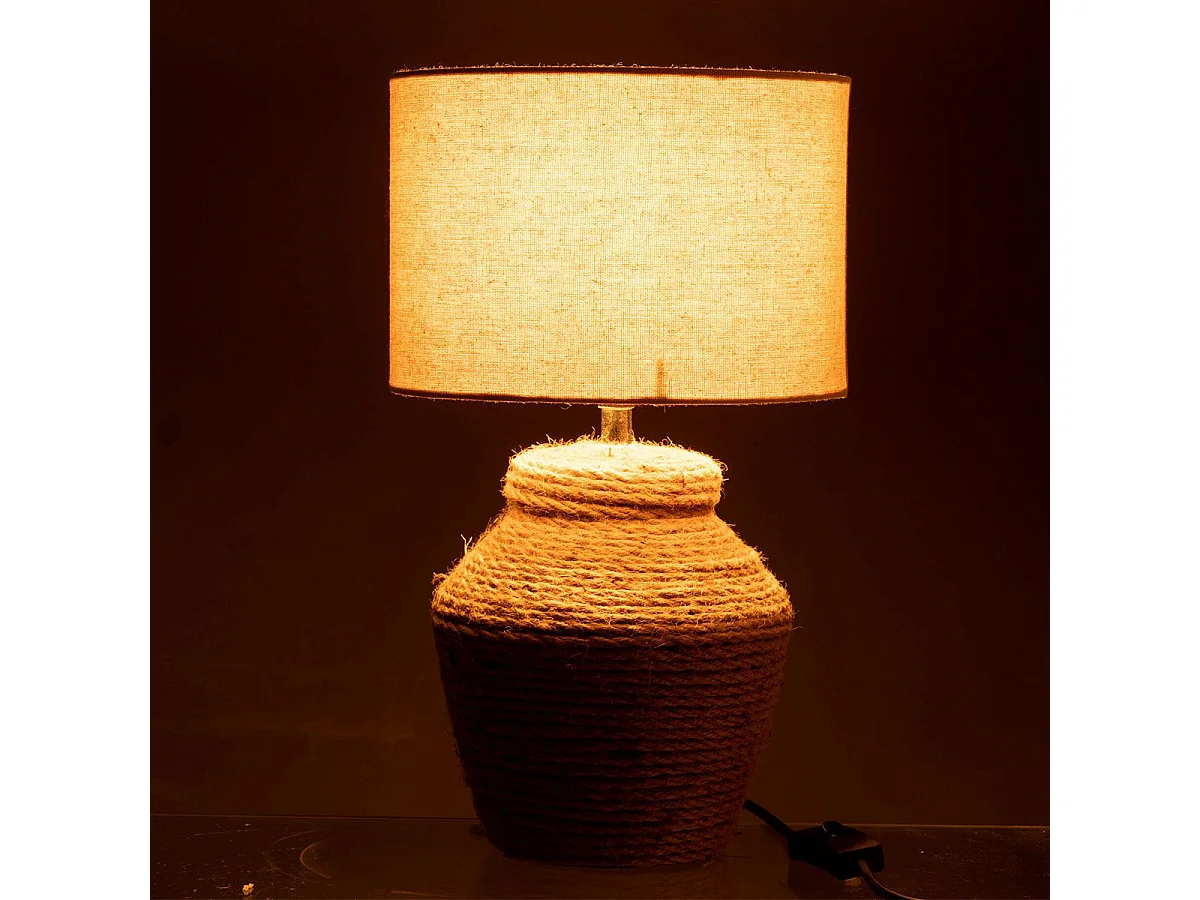 Lampe à Poser Corde "Méli" 38cm Marron