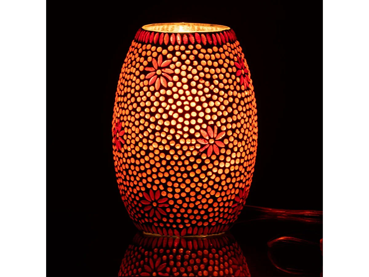 Lampe à Poser en Verre "Bram" 20cm Rouge