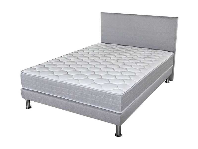 Matelas Madere + sommier + tête de lit 160x200 SR9 - Gris clair - Soutien ferme