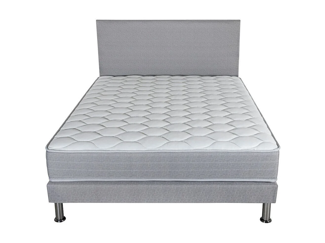 Matelas Madere + sommier + tête de lit 160x200 SR9 - Gris clair - Soutien ferme