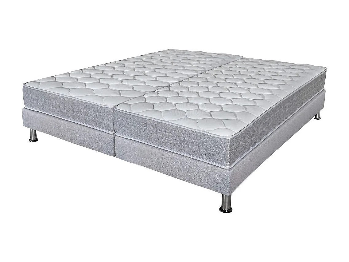 Matelas Madere + sommier 2x90x190 SR9 - Gris clair - Soutien ferme - Made in France