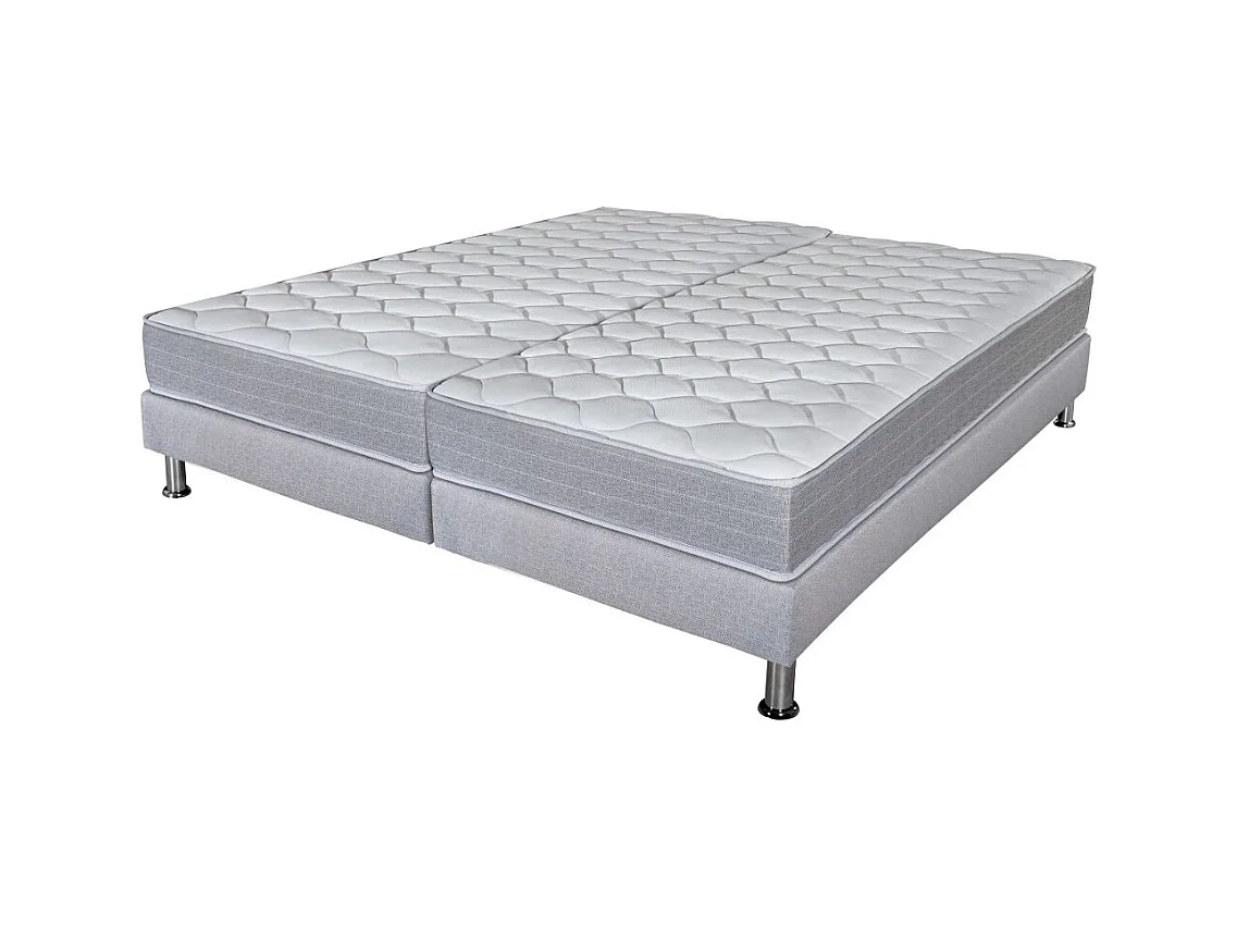 Matelas Madere + sommier 2x90x190 SR9 - Gris clair - Soutien ferme - Made in France