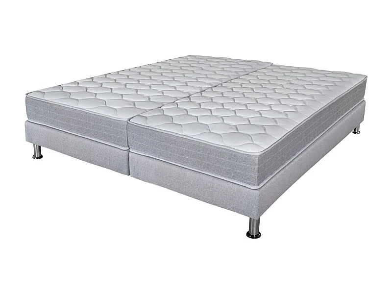 Matelas Madere + sommier 2x90x190 SR9 - Gris clair - Soutien ferme - Made in France