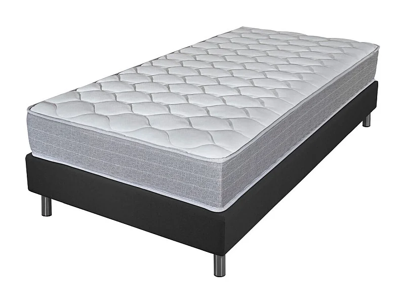 Matelas et sommier 90x190 Madere - Newkit - Soutien ferme - Sommier démonté - Gris