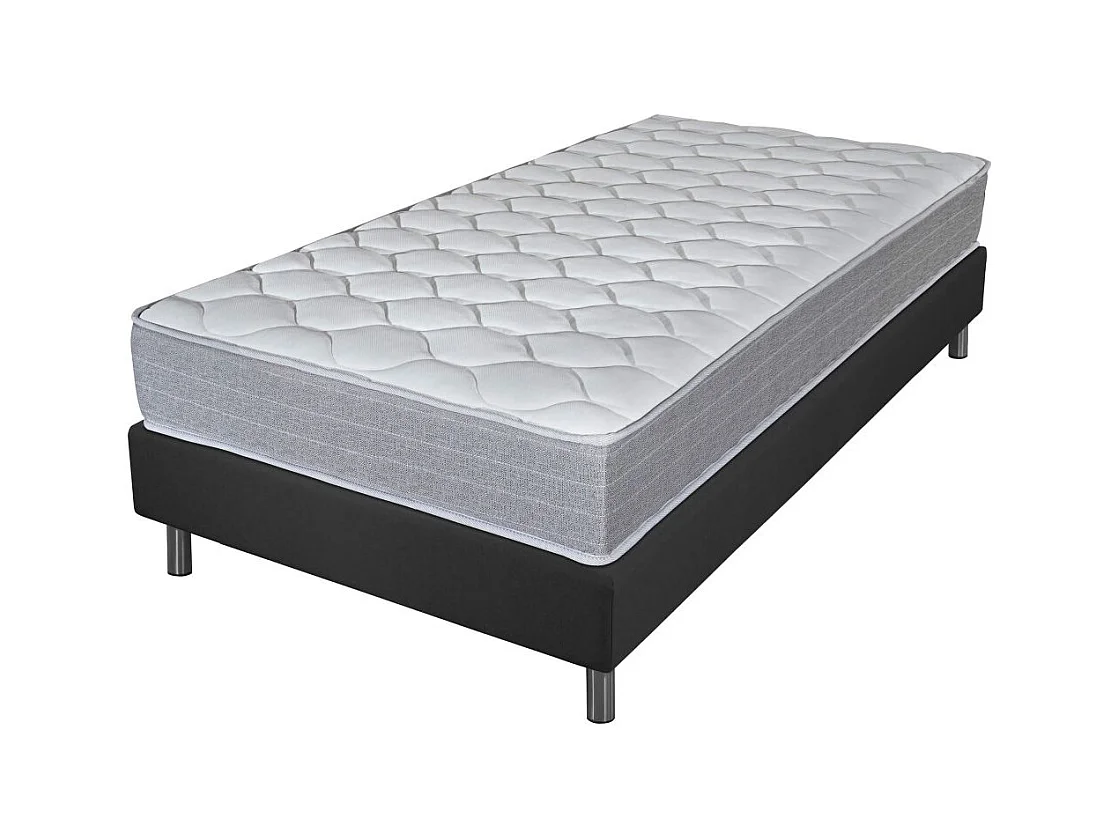 Matelas et sommier 90x190 Madere - Newkit - Soutien ferme - Sommier démonté - Gris