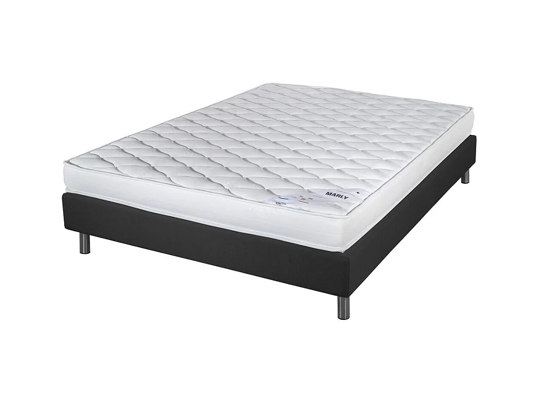 Matelas et sommier 140x190 Marly - Newkit - Soutien ferme - Sommier démonté - Gris