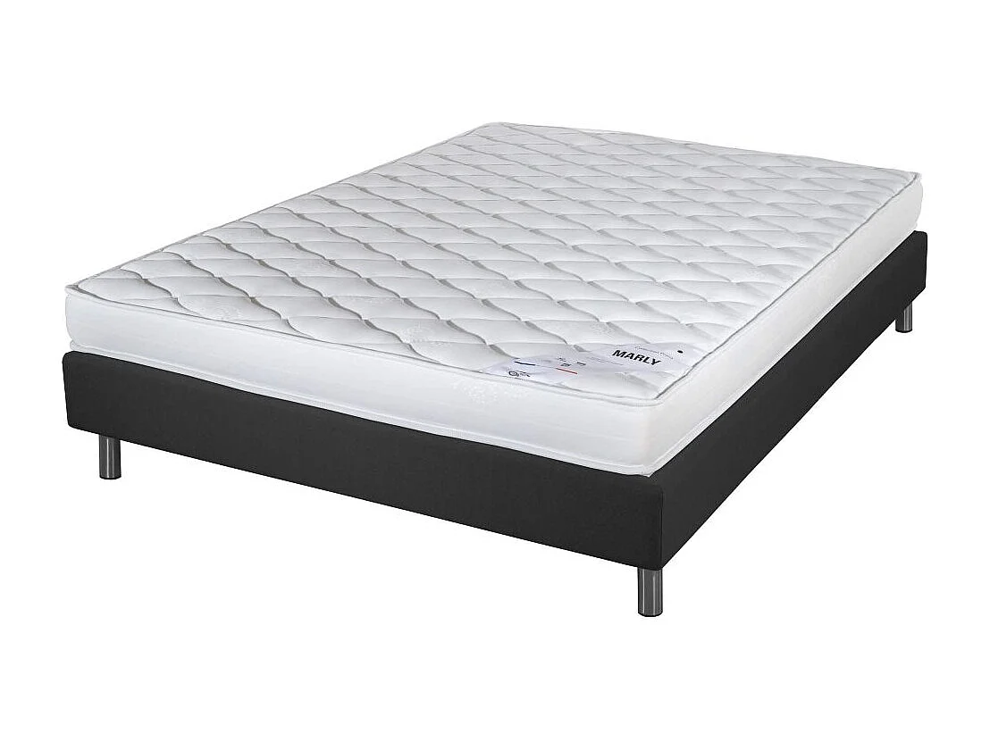 Matelas et sommier 140x190 Marly - Newkit - Soutien ferme - Sommier démonté - Gris