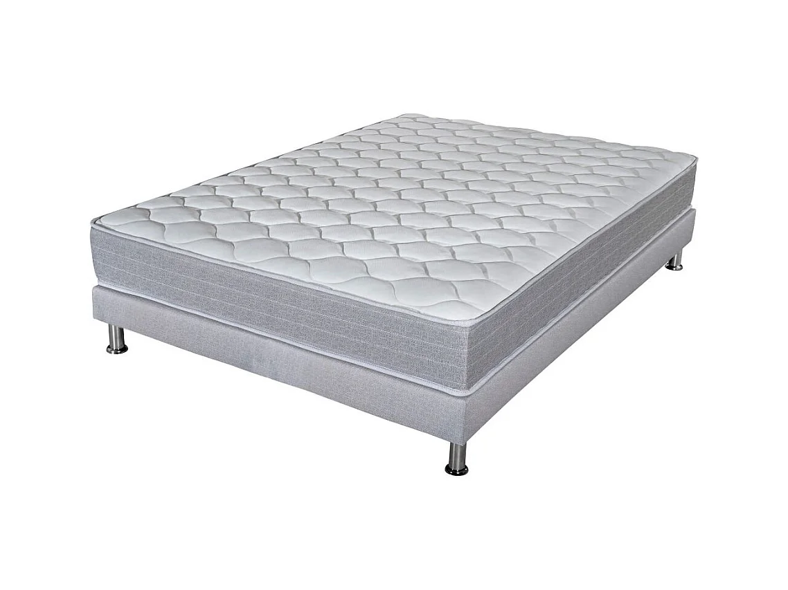 Matelas Madere + sommier 160x200 SR9 - Gris clair - Soutien ferme - Made in France